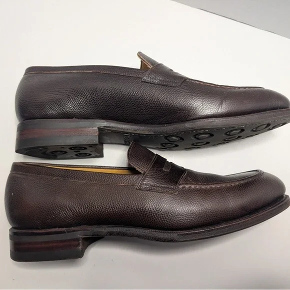 Meermin Dark Brown Pebble Grain Penny Loafers Goodyear Men 9.5UK 10.5US Mallorca